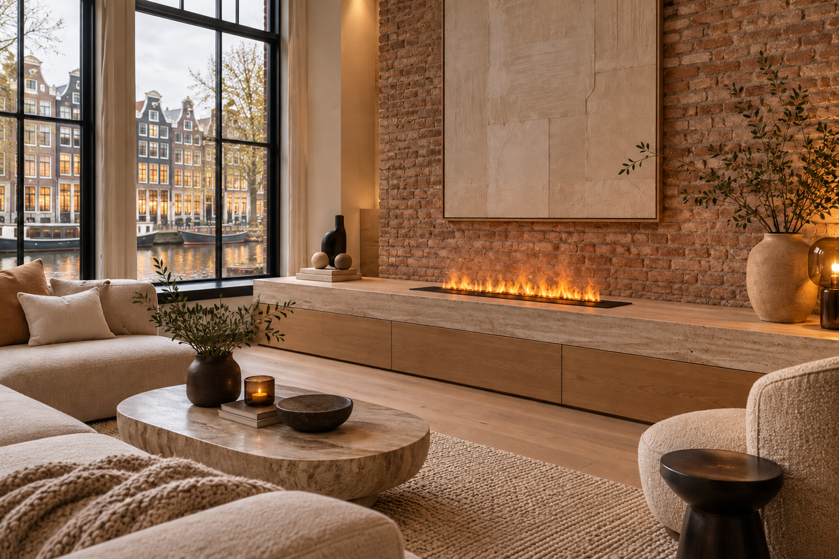 Cheminée à vapeur d’eau 3D — 120 cm dans une ambiance architecturale — vue 6